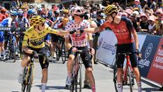 Vingegaard, Neilson Powless y Carlos Rodríguez en la etapa del domingo del Tour de Francia.