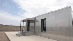 El módulo habitable móvil instalado en la Base de San Jorge, en Zaragoza.