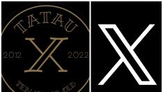 A la izquierda, el logotipo del 10º aniversario del Tatau Bistro de Huesca, y a la derecha, la nueva imagen de Twitter.