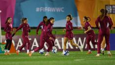 La selección española de fútbol femenina en un entrenamiento durante el Mundial de Australia y Nueva Zelanda.