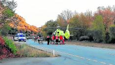 Un helicóptero del 112 trasladó a Zaragoza al herido más grave, pero falleció al día siguiente