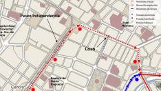 Desvío de líneas de bus por el corte de un carril en el paseo de la Independencia.