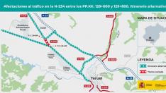 Mapa corte tráfico Teruel