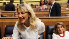 Yolanda Díaz, durante el debate de investidura