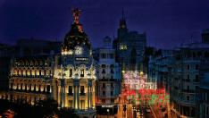 Recreación de la iluminación navideña en la Gran Vía de Madrid