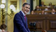 El secretario general del PSOE y presidente del Gobierno en funciones, Pedro Sánchez, interviene durante el primer día del debate de investidura
