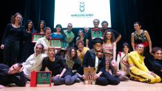 Artistas de la gala del circo y premiados con el Marcelino Orbés, ayer, en el Centro Cívico Teodoro Sánchez Punter.