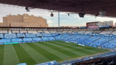 La Romareda, dos horas antes de acoger el partido Real Zaragoza-Huesca de este sábado.