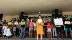 Protesta de las enfermeras afectadas por la falta de plazas en el Hospital San Jorge en julio de 2021.