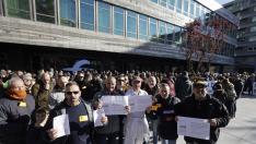 Protesta de los trabajadores de BSH Electrodomésticos, este domingo en Zaragoza.
