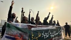 Protest in Islamabad against Iran for launching missile strikes at a Pakistani border village