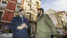 Alejandro Nolasco y Armando Martínez en la rueda de prensa celebrada este miércoles en la calle Predicadores de Zaragoza