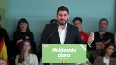 Alejandro Nolasco, este domingo, en el mitin de Vox en Vigo, con motivo de las próximas elecciones gallegas.