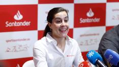 Carolina Marín en un desayuno de prensa auspiciado por su condición de embajadora del Banco Santander