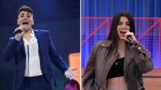 Juanjo y Naiara, los aragoneses de operación triunfo durante una de sus interpretaciones.