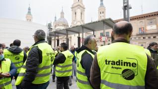 Protesta de camioneros en Zaragoza