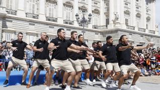 'Haka' en Madrid de la selección de rugby de Nueva Zelanda