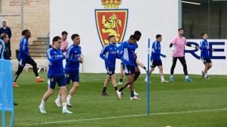 Entrenamiento del Real Zaragoza previo al partido contra el Albacete.