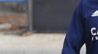 Alejandro Francés junto a Iván Azón en un entrenamiento del Real Zaragoza.