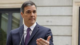 El presidente del Gobierno, Pedro Sánchez, en la comparecencia a medios en el día de la Constitución.