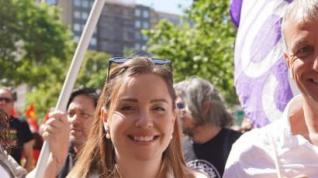 La candidata a la Presidencia de Aragón por Podemos, Maru Díaz, en la manifestación del 1º de Mayo.