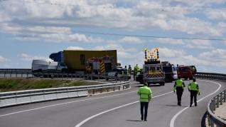 Accidente registrado este 2023 en la carretera N-240, en el término municipal de Siétamo.