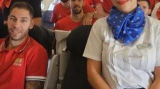 Simanic, sentado junto al seleccionador serbio, Pesic, en el vuelo de regreso a Belgrado.