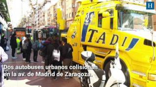 Aparatoso accidente de los autobuses en Zaragoza