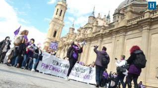 Manifestación estudiantil por el 8M desde la plaza San Francisco de Zaragoza