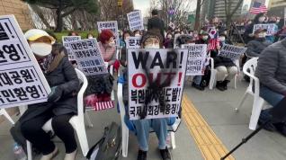 Protesta en Seúl contra el lanzamiento de misiles balísticos en Corea del Norte