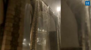 Una tromba de agua inunda garajes en Teruel y convierte el Viaducto en una cascada