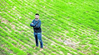 Pablo Franco, vecino de Sabayés, en un campo de cultivo.