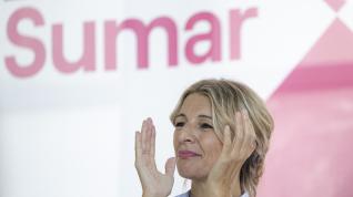La vicepresidenta segunda del Gobierno, Yolanda Díaz, protagoniza un acto público de la Plataforma Sumar en Valencia