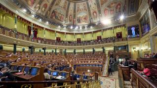 Vista general del Congreso de los Diputados durante la sesión de ayer.
