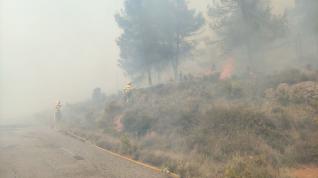Efectivos de extinción de incendios, este viernes.