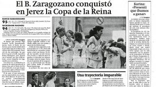 Crónica del triunfo del Banco Zaragoza en la final de la Copa de la Reina, el 14 de mayo de 1990 en HERALDO.