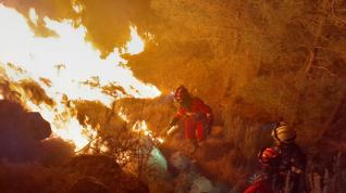 Efectivos de la Unidad Militar de Emergencias (UME) de la Base de Zaragoza desplegados en el reciente incendio de Castellón y Teruel.