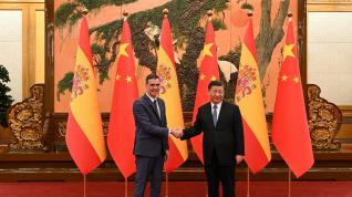 Saludo entre Pedro Sánchez y Xi Jinping