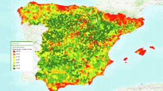 Porcentaje de viviendas turísticas sobre el total de casas en los municipios de España.
