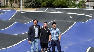 Isaac Claver, Jon Pardo y  Eliseo Martín en la pista en la que se disputará la Copa de España de Pump Track.