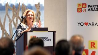 María Eugenia Gabás, durante el mitin del PAR de este miércoles.
