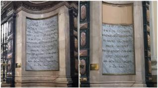 La inscripción del Pilar, antes y después.