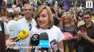 Declaraciones de Pilar Alegría en la manifestación del Orgullo en Zaragoza