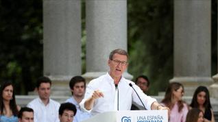 Feijoo, en un acto de campaña en Madrid el pasado mes de junio.