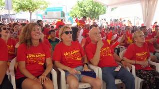 La madre de Cata Coll celebra el gol de España en Palma