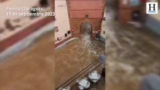 Calles inundadas y granizo a paladas en Paniza y Cariñena
