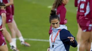 Montse Tomé durante un entrenamiento