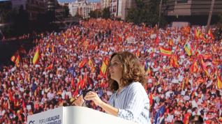 Isabel Díaz Ayuso en la protesta en Madrid.