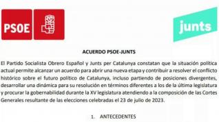 El acuerdo de PSOE y JxCat