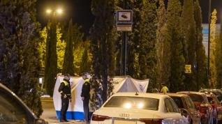 Dos agentes de la Policía Local, en el lugar del atropello del pasado martes, en La Bombarda